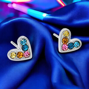 🆕️Colorful Heart Stud Earrings18K Gold Plated Stainless Steel Dainty Earrings
